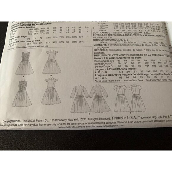McCall's Misses Dress Sewing Pattern Sz 14 - 22 M7083 - Uncut - Picture 7 of 9